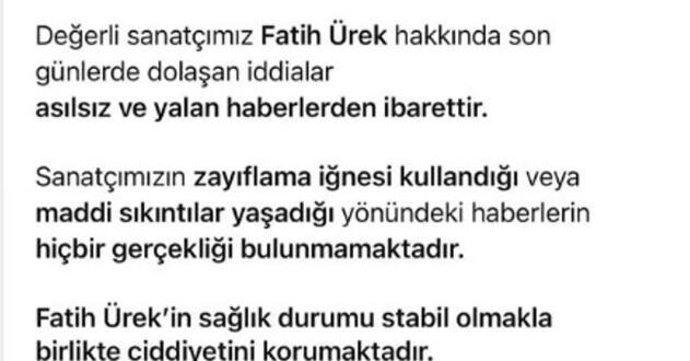 Fatih Ürek En Yakın Arkadaşı Az Önce Duyurdu